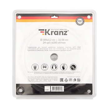 Диск пильный 305 мм х 24 зуб х 32/30 мм KRANZ