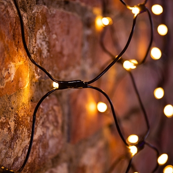 Гирлянда светодиодная Сеть 1х1,5м 160 LED ТЕПЛЫЙ БЕЛЫЙ черный ПВХ IP65 свечение с динамикой 230В блок в комплекте NEON-NIGHT