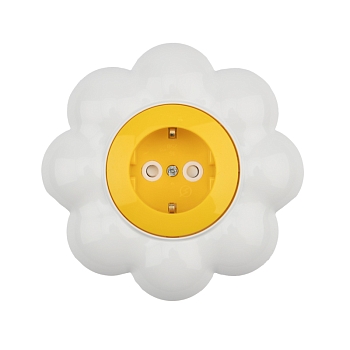 Розетка одноместная HAPPY Ромашка с/у, с/з, со шторками, желтая/белая KRANZ