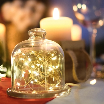 Гирлянда светодиодная Роса с прищепкой 3м, 30LED, ТЕПЛЫЙ БЕЛЫЙ, IP20, 2хCR2032 в комплекте NEON-NIGHT