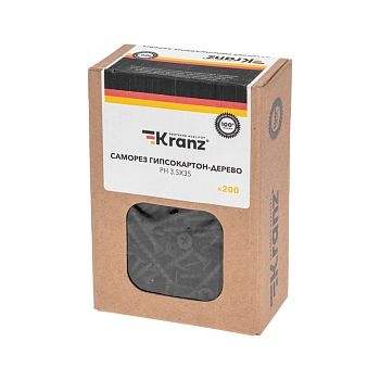 Саморез гипсокартон-дерево 3,5х35 мм, короб (200 шт/уп) KRANZ