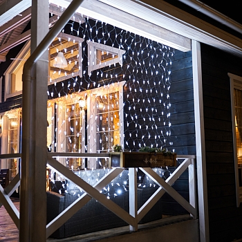 Гирлянда светодиодная Сеть 2,5х2,5м 432 LED БЕЛЫЙ черный ПВХ IP65 свечение с динамикой 230В контроллер в комплекте NEON-NIGHT