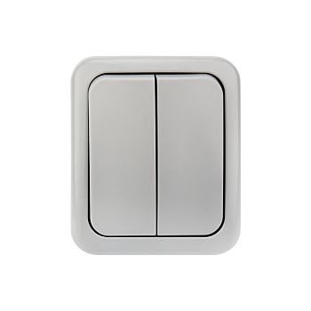 Выключатель двухклавишный Mini OG IP54 о/у, серый KRANZ