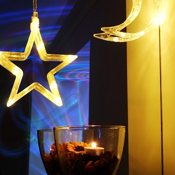 Фигура светодиодная Звездочка на присоске с подвесом, цвет ТЕПЛЫЙ БЕЛЫЙ