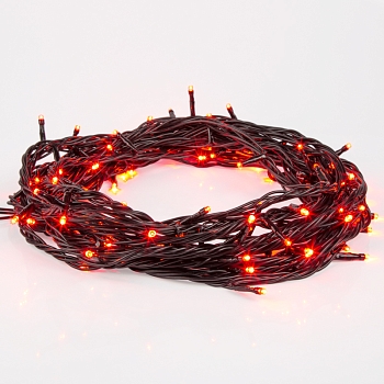 Гирлянда Нить управляемая 10м 100 LED КРАСНЫЙ черный ПВХ IP65 свечение с динамикой 230В контроллер в комплекте NEON-NIGHT
