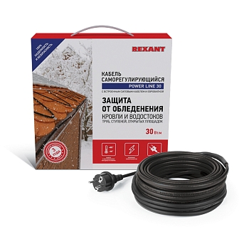 Кабель греющий саморегулирующийся POWER Line 30SRL-2CR, 6м/180Вт REXANT