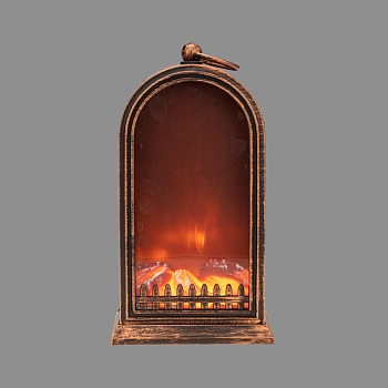 Светодиодный камин Фьюжн с эффектом живого огня 14,7x11,7x25 см, батарейки 2хС (не в комплекте) USB, бронзовый