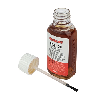 Флюс для пайки, ЛТИ-120, 30мл, с кисточкой, флакон, блистер REXANT