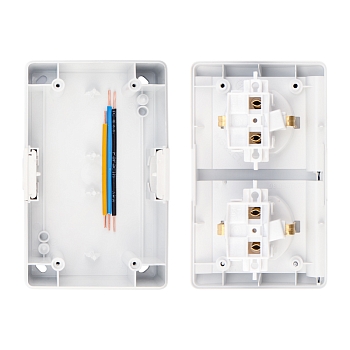 Блок горизонтальный 2 розетки INDUSTRIAL IP54 с/з, о/у, белый KRANZ