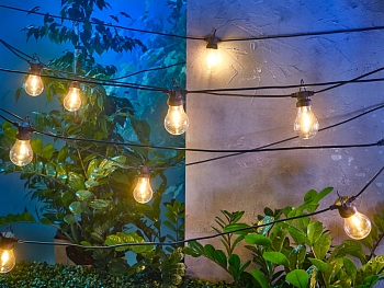 Гирлянда садовая Канэри, 10м, 3000К, встроенный аккумулятор, солнечная панель, коллекция Лондон REXANT