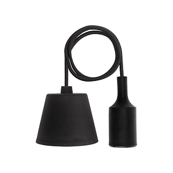 Патрон E27 силиконовый со шнуром 1м черный REXANT