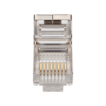 Разъем сетевой LAN на кабель, штекер 8Р8С (RJ-45), под обжим, в экране, 10шт. REXANT