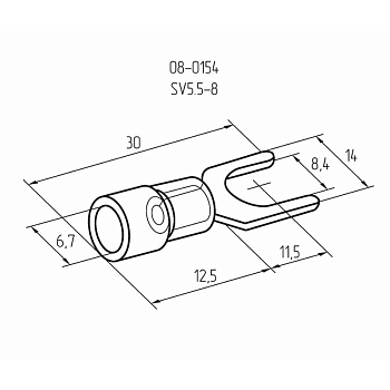 Наконечник вилочный изолированный 8.4 мм 4-6 мм² (НВи 6.0-8) желтый REXANT
