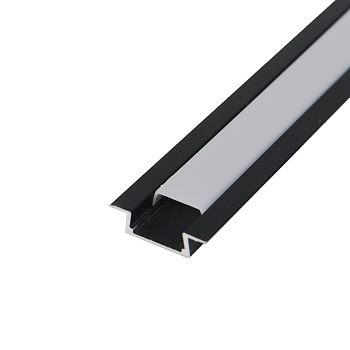 Комплект врезного алюминиевого профиля с рассеивателем, 22х6мм, 1м, черный REXANT