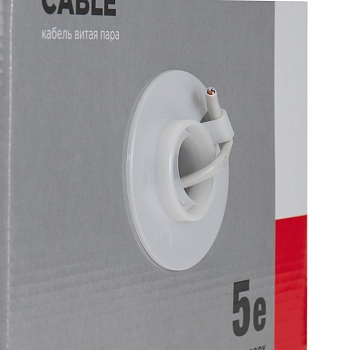 Кабель витая пара U/UTP, CAT 5e, PVC, 2PR, 24AWG, INDOOR, SOLID, серый, 305м REXANT