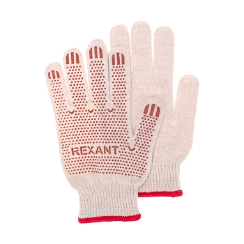 Перчатки х/б нейлоновые с покрытием ПВХ «Точка», белые REXANT