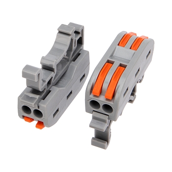 Клемма СМК 222-422D проходная 2-полюсная, с креплением на DIN-рейку (0,08-4 мм²), серая (5 шт./уп.) REXANT