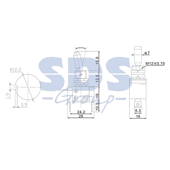 Тумблер 24V 20А (3c) ON-OFF однополюсный с красной LED подсветкой (ASW-07D) REXANT
