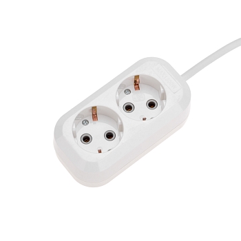 Удлинитель 2 гнезда, 1,5м, 3х0,75мм², с/з, белый PROconnect