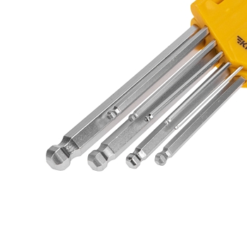 Набор ключей имбусовых HEX KRANZ 1,5-10 мм, CrV, 9 шт., удлиненные, с шаром