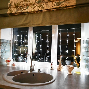 Гирлянда Светодиодный Дождь 1,5х1м, свечение с динамикой, прозрачный провод, 230 В, диоды БЕЛЫЕ