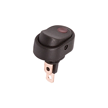 Выключатель клавишный овальный 12В 30А (3с) ON-OFF черный с красной подсветкой REXANT