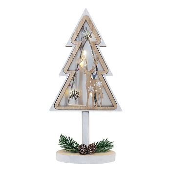 Деревянная фигурка с подсветкой Елка на подставке 14,5х5х30 см