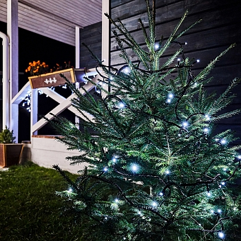 Гирлянда Нить управляемая 10м 100 LED БЕЛЫЙ черный ПВХ IP65 свечение с динамикой 230В нужен контроллер 217-204 NEON-NIGHT