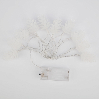 Гирлянда светодиодная Шишки 1,5 м, 10 LED, прозрачный ПВХ, цвет свечения теплый белый, 2 х АА (батарейки не в комплекте) NEON-NIGHT