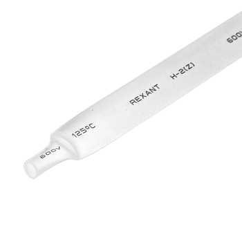 Трубка термоусаживаемая ТУТ нг 9,0/4,5мм, белая, упаковка 50 шт. по 1м REXANT