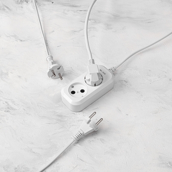 Удлинитель 2 гнезда, 1,5м, 2х0,75мм², б/з, белый PROconnect