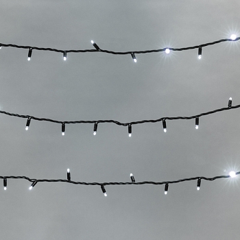 Гирлянда светодиодная Нить 20м 200 LED БЕЛЫЙ черный каучук IP67 эффект мерцания 230В соединяется нужен блок 315-000 NEON-NIGHT