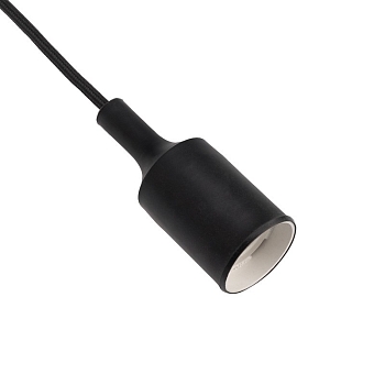 Патрон E27 силиконовый со шнуром 1м черный REXANT