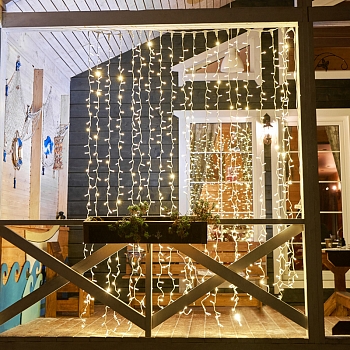Гирлянда светодиодная Занавес 2х3м 448 LED ТЕПЛЫЙ БЕЛЫЙ прозрачный ПВХ IP65 эффект мерцания 230В нужен блок 303-500-1 NEON-NIGHT