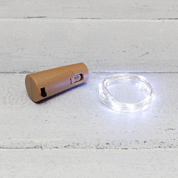 Гирлянда светодиодная Роса с пробкой 2м, 20LED, БЕЛЫЙ, IP20, 3хLR44 в комплекте NEON-NIGHT