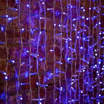 Гирлянда светодиодная Занавес 2х1,5м 360 LED СИНИЙ белый КАУЧУК IP67 постоянное свечение 230В блок в комплекте NEON-NIGHT