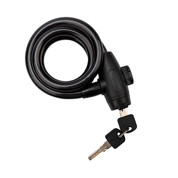 Замок тросовый взломостойкий для велосипедов и колясок с ключом 100см черный ЧЕТЫРЕ СЕЗОНА