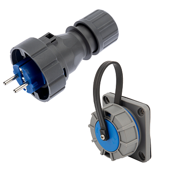 Набор розетка настенная фланцевая + вилка 16 А, IP68 REXANT