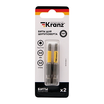 Бита для шуруповерта Torx T15х50 мм (2 шт./уп.) Kranz