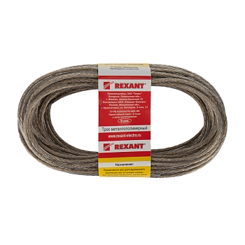 Трос стальной в ПВХ оплетке d=4,0мм, прозрачный (моток 20м) REXANT