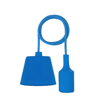 Патрон E27 силиконовый со шнуром 1м синий REXANT