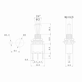 Тумблер 250V 3А (3c) ON-ON однополюсный  Micro  (MTS-102)  REXANT