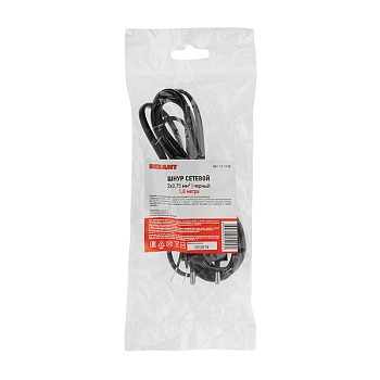 Шнур сетевой 2х0,75 мм² 1,8м черный REXANT