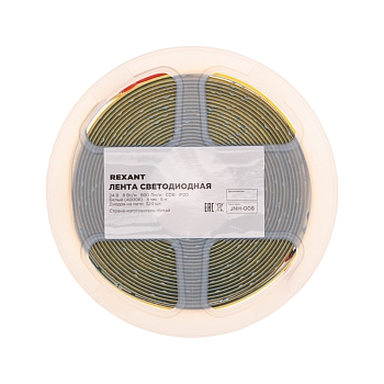 Лента светодиодная 24В, COB 8Вт/м, 320 LED/м, 4000K, 8мм, 5м, IP20 REXANT