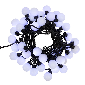 Гирлянда светодиодная Мультишарики Ø38мм 10м 40 LED БЕЛЫЙ черный ПВХ IP65 постоянное свечение 230В нужен блок 303-500 NEON-NIGHT