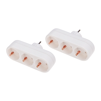 Набор тройников электрических линейных 16А с/з вертикальные, белый (2 шт./уп.) REXANT