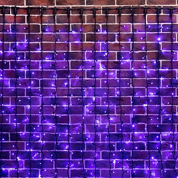 Гирлянда светодиодная Занавес 2х6м 1520 LED СИНИЙ черный ПВХ IP65 эффект водопада 230В не соединяется блок в комплекте NEON-NIGHT