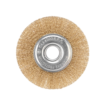 Щетка дисковая для УШМ, витая латунированная проволока, 125мм, отв. 22,23мм KRANZ