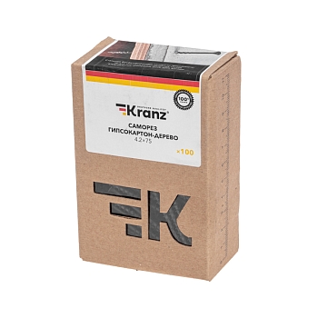 Саморез гипсокартон-дерево 4,2х75 мм, короб (100 шт/уп) KRANZ