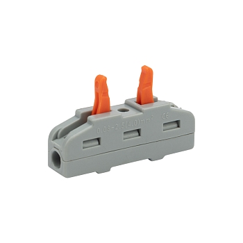 Клемма СМК 222-421 проходная 1 полюс (0,08-4 мм²), серая (50 шт./уп.) REXANT